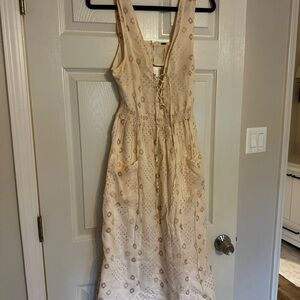Free People Cream Sleeveless Dress